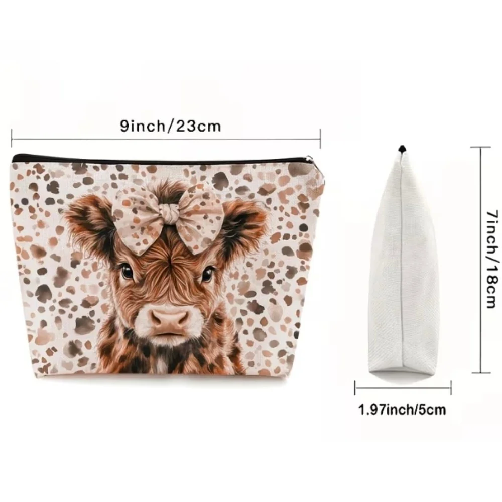 Women's Highland Cow Cosmetic Bag One Size Brown Beige